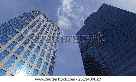 Low angle view of building skyscraper in Central Jakarta, Indonesia