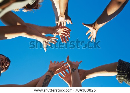 Similar – Image, Stock Photo limbs Hand Clouds