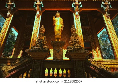 Low angle view of Chua Phu Ly, a Khmer or Cambodian Buddhist temple in Can tho, Vietnam - Shutterstock ID 2112882557