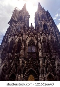 low angle view of Cologne cathedral in Germany. third person idyllic view. Travel destinations 