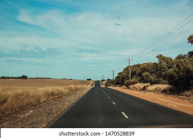 Low Angle View Of A Country Road In Perth, Australia.