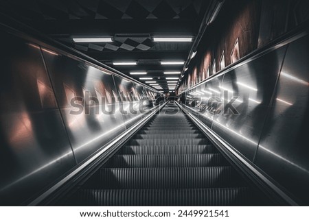 Low angle view of a escalators
