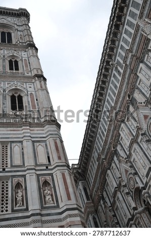 Low Angle View of Giotto Bell Tower and Florence Cathedral Facade, Italy