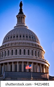 Low Angle View Of A Government Building, US Capitol Building, Washington DC, USA