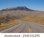 Low angle view of Highway 80 leading to Square Butte near Geraldine, Montana