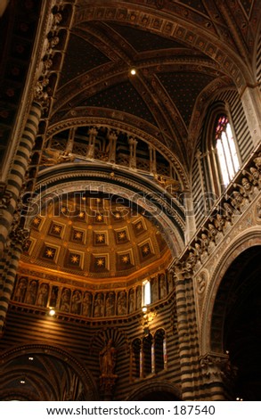 Low angle view of the inside of a church, 
Siena, Tuscany, Italy,