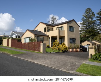 Low Angle View Of Large Suburban House In Howick. Auckland, New Zealand - September 20, 2021