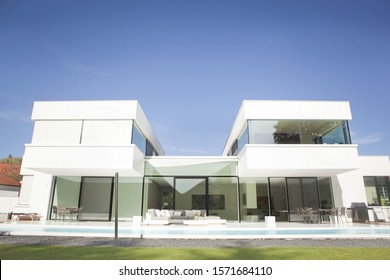 Low Angle View Of Modern Luxury House