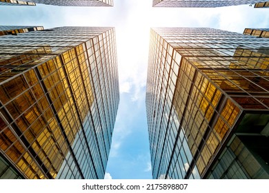 Low angle view of modern office buildings in HongKong. - Shutterstock ID 2175898807
