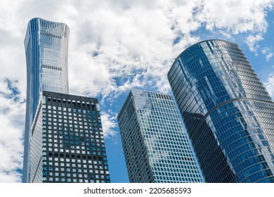 low angle view of modern office buildings - Shutterstock ID 2205685593