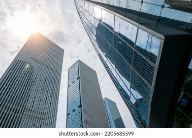 low angle view of modern office buildings - Shutterstock ID 2205685599