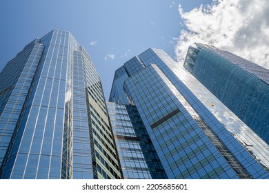 low angle view of modern office buildings - Shutterstock ID 2205685601