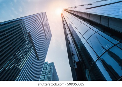 low angle view of modern skyscrapers - Shutterstock ID 599360885
