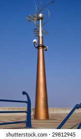 Low Angle View Of Modern Weather Vane Sculpture, Marine Parade, Southport, Merseyside, England.