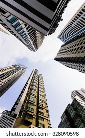 Low angle view on high rise buildings
