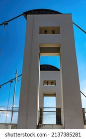 Low Angle View On Two Pillars Of A Modern Bridge