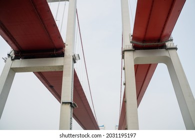 low angle view one chinese modern  bridge of  one belt one road initiative.