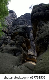 A low angle view of a rock formation