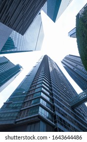 Low Angle View Of Singapore Financial District 