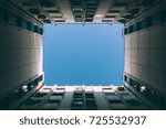 Low angle view of the sky between buildings