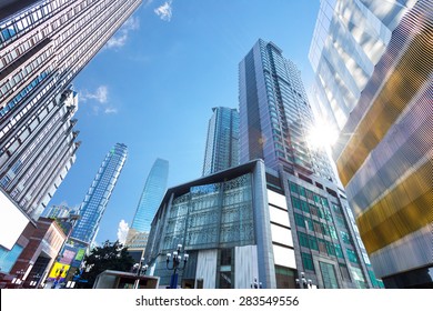 low angle view of skyscrapers - Shutterstock ID 283549556