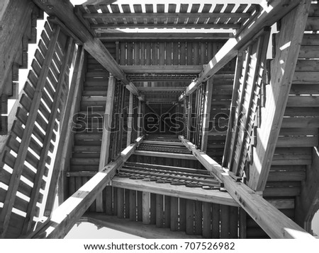 Low angle view stairs black and white