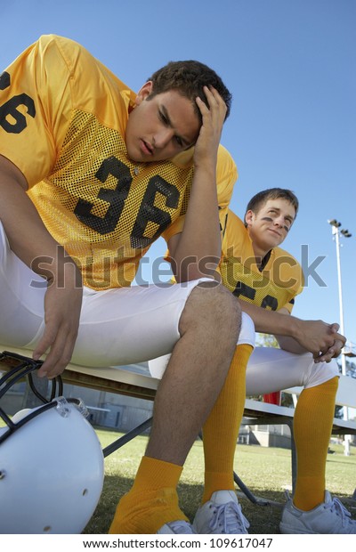 Low Angle View Tense American Football Stock Photo Edit Now