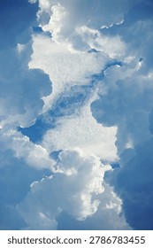 Low Angle View Of Thick Cumulus Clouds Framing Center Sky Opening