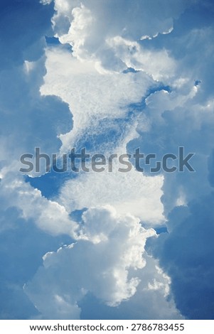 Low Angle View Of Thick Cumulus Clouds Framing Center Sky Opening