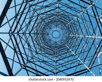 A low angle view of the transparent glass windows of the dome on a sunny day