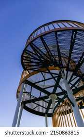 Low Angle View Of Viewpoint With Blue Sky At Background