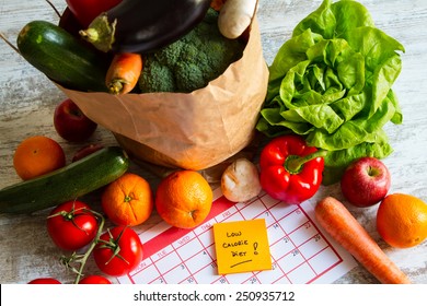 Low calorie diet,  vegetables and fruits 