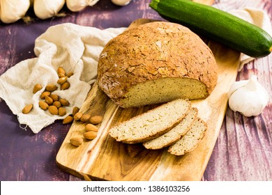 Low Carb bread baked with Zucchini, almond flour and flax seed meal gluten free