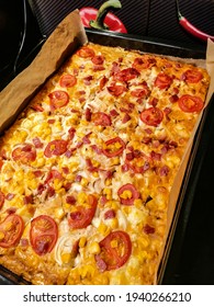 Low Carb Pizza With Tomato Corn And Onions 