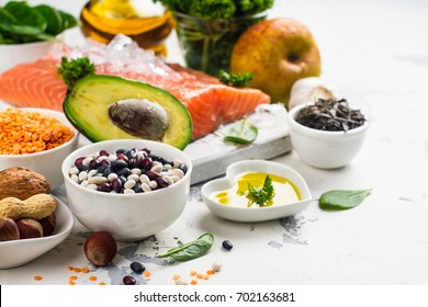 Low Cholesterol Food. Healthy Heart Nutrition. Space For Text