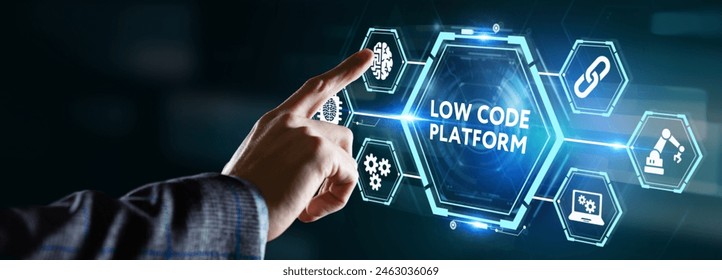 Low Code software development platform technology concept.
