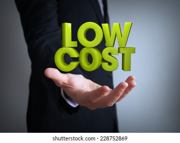 Low Cost Text Over Businessman Hand