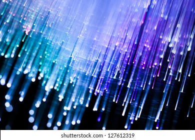 Low DOF fiber optics close-up, modern computer communication technology