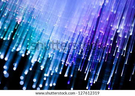 Low DOF fiber optics close-up, modern computer communication technology