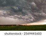 low gray clouds in the sky before the rain