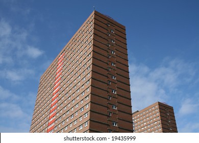 Low income public housing tower blocks with blue sky