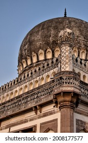Low perspective shot of the tomb of Mohammad Quli Qutb Shah at Ibrahim Bagh, Hyderabad, India