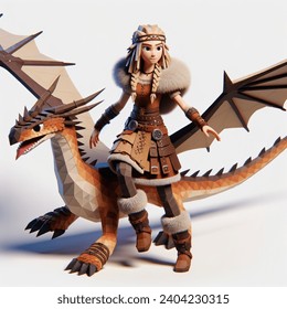 Low poly 3D Astrid from How to train your Dragon