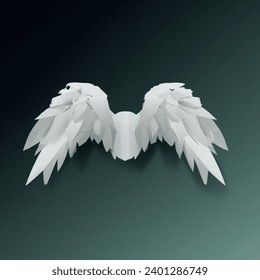 Low poly 3D image of artistic wings sillouethe vector 