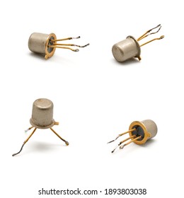 Low Power PNP Transistor. Defective Transistor removed for replacement. isolated on white base