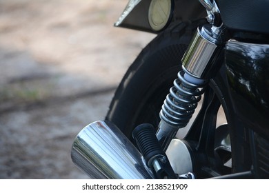 Low ride motorcycle, chrome suspension 