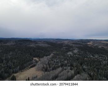 Low Rolling Hills On A Cloudy Late Fall Day In Alberta, Canada