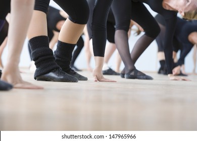 Low Section Of Ballet Dancers Practicing In Rehearsal Room