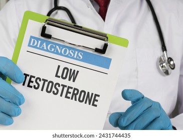Low testosterone diagnosis is shown using a text