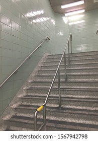 Low Viewpoint Of Subway Staircase